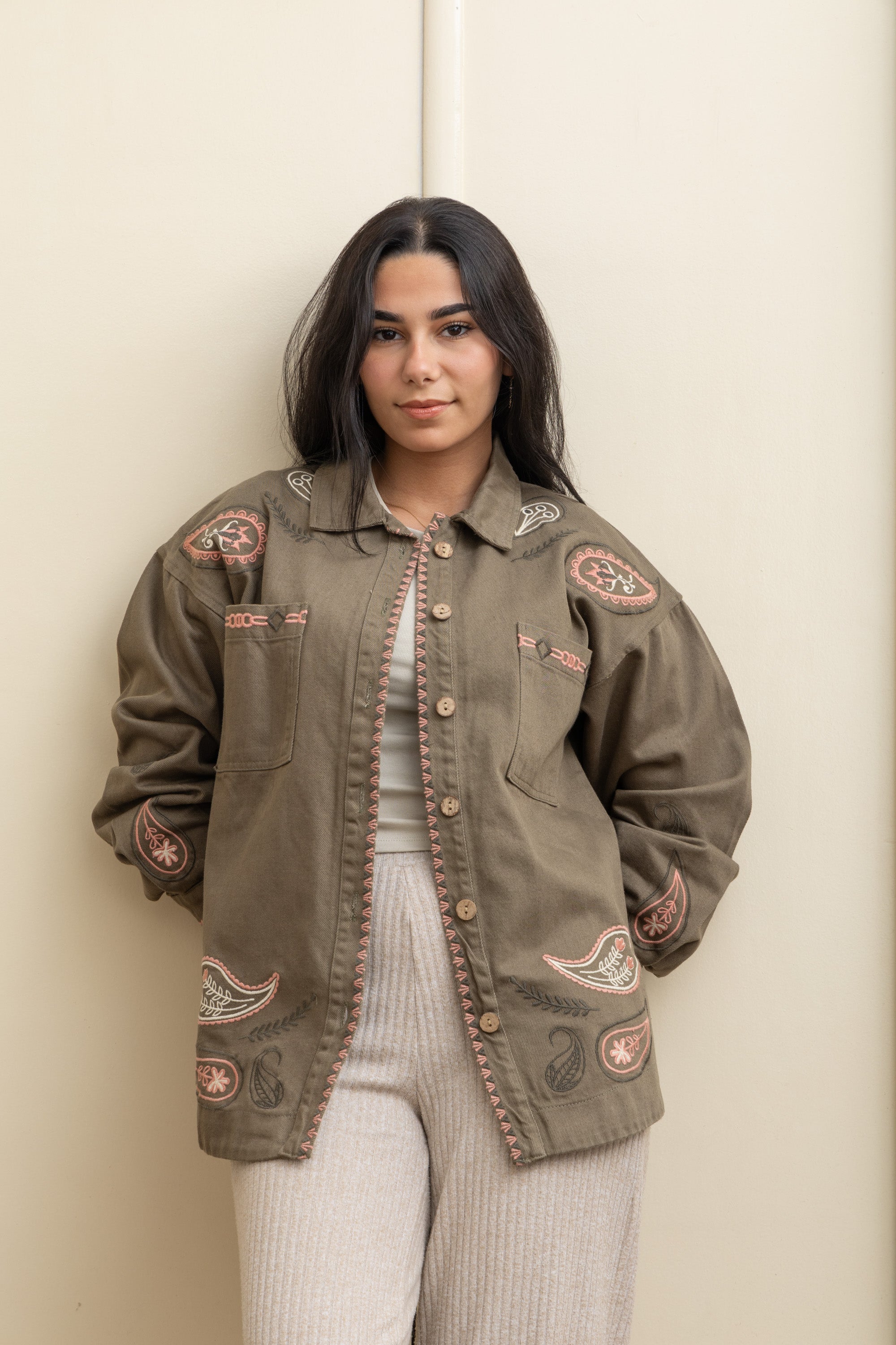 Image of Olive Gabardine Jacket – Sophisticated, and Timeless